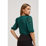 Marisse Emerald Lace Blouse With Puffed Sleeves | Shoptok.si