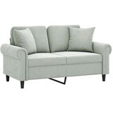 vidaXL Kavč dvosed z okrasnimi blazinami svetlo siv 120 cm žamet, (20925028) | Shoptok.si