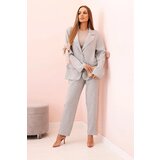 Kesi Włoski Women's set with viscose – blazer with lapels and trousers with a stripe gray | Eponuda.ba