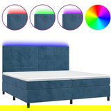  Box spring s madracem LED tamnoplavi 200x200 cm baršun | shoptok.hr