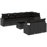  9-dijelni set vrtnih sofa s jastucima crni od poliratana | shoptok.hr