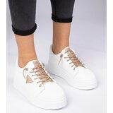 Gemre White sneakers with champagne rhinestones Treysi | Shoptok.si