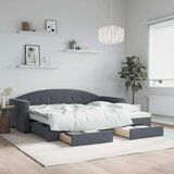 vidaXL Izvlečna dnevna postelja s predali temno siva 90x200 cm žamet | Shoptok.si