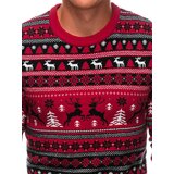 Edoti Men's red Christmas jumper with Norwegian patterns - red | Shoptok.si