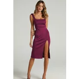 Madmext Purple Strap Slit Detailed Midi Dress