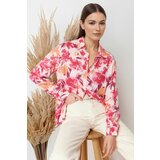 Trendyol Pink Flower Patterned Regular Fit Woven Shirt cene