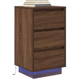  Noćni ormarić s LED svjetlima smeđi hrast 38x34x65 cm | shoptok.hr