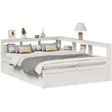  Knjižna postelja brez vzmetnice bela 150x200 cm trdna borovina, (21791631) | Shoptok.si