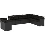  10-dijelni set vrtnih sofa s jastucima crni od poliratana | shoptok.hr