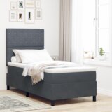 vidaXL Postelja z vzmetnico z vzmetnico Temno siva 90 x 190 cm Žamet | Shoptok.si