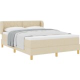 Box Spring Krevet s Madracem - Krem 140x190 cm Tkanina | shoptok.hr