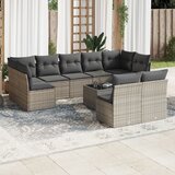 Maison Chic Seti vrtnega pohištva - Vrtna garnitura - Vrtni pohištvo set 10-delna z blazinami siv poli ratan, (21816229) | Shoptok.si