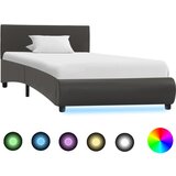 vidaXL Posteljni okvir LED sivo umetno usnje 90x200 cm, (20646177) | Shoptok.si