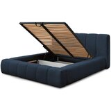 Bobochic Paris Temno modra oblazinjena zakonska postelja s prostorom za shranjevanje z letvenim dnom 160x200 cm Denali – | Shoptok.si
