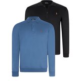 Dewberry DOUBLE SET V4007 MEN'S SWEATSHIRT-BLACK-INDIGO Cene