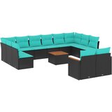  Vrtni set s jastucima, 13 dijelova, crni poliratan | shoptok.hr