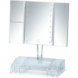 Wenko bijelo sklopivo kozmetičko ogledalo s LED pozadinskim osvjetljenjem i organizatorom za šminku Fanano