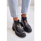 Zazoo 2952 Leather Ankle Boots With Golden Decoration Black | shoptok.hr
