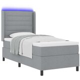  LED Box Spring Krevet Svijetlo siva 100 x 200 cm tkanina | shoptok.hr