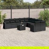 vidaXL 11-dijelni set vrtnih sofa od poliratana s jastucima crni | shoptok.hr