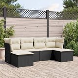  6-dijelni set vrtnih sofa s jastucima crni od poliratana Crna 234 x 117 x 69 cm | Shoptok.si