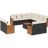  12-dijelni set vrtnih sofa od poliratana s jastucima crni | shoptok.hr