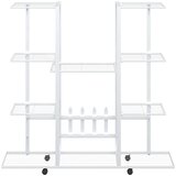  Stalak za cvijeće s kotačima 94,5x24,5x 91,5 cm bijeli željezni | shoptok.hr