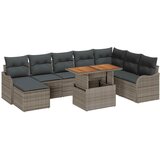 vidaXL set od 9 dijelova vrtnih sofa s jastučićima, siva poli ratan, acacia, 2-sjedna vrtna sofa s jastučićima, siva poli ratan | shoptok.hr
