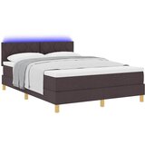  LED Box Spring Krevet Tamno smeđa 140 x 200 cm tkanina | shoptok.hr