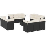  13-dijelni set vrtnih sofa s jastucima poliratan crni | shoptok.hr