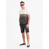 Ombre Men's shorts with elastic waistband and wash effect - black | ePonuda.com