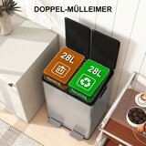  2 x 28 L dvostruke kante za otpad otvaranje na pedalu lako se čiste nehrđajući čelik plastika srebrna | shoptok.hr