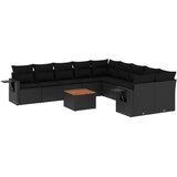  11-dijelni set vrtnih sofa od poliratana s jastucima crni | shoptok.hr