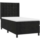 vidaXL Box spring postelja z vzmetnico LED črna 90x190 cm žamet | Shoptok.si