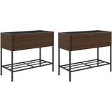 vidaXL vrtna korita s polico 2 kosa rjava 90x40x75 cm poli ratan, (21317199) Cene