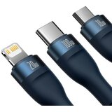 Baseus USB kabel 3v1 Flash Series II USB A na Micro + Lightning 8-pin + Type C 100W 1.2m modri | Shoptok.si