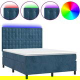  Krevet box spring s madracem LED tamnoplavi 140x200 cm baršun | shoptok.hr