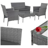 Gardlov vrtni set namještaja od technorattana – sofa, 2 stolice i stol sa staklom, tamno sivi | Eponuda.ba