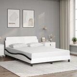 Maison Chic Posteljni okvir - Dvoposteljna postelja - Zakonska postelja z vzglavjem bel in črn 140x200 cm umetno usnje-J15691, (21763521) | Shoptok.si