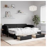 vidaXL Izvlečna dnevna postelja s predali črna 80x200 cm bla Cene