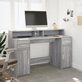  Radni stol s LED svjetlima siva boja hrasta 140x55x91 cm drveni | shoptok.hr
