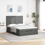 vidaXL Otomanski posteljni okvir z vzmetnico siv 140x190 cm blago | Shoptok.si