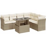 Maison Chic Seti vrtnega pohištva - Vrtna garnitura - Vrtni pohištvo set 7-delna z blazinami bež poli ratan, (21806049) | Shoptok.si