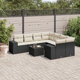 Maison Chic Seti vrtnega pohištva - Vrtna garnitura - Vrtni pohištvo set 9-delna z blazinami črn poli ratan, (21798100) | Shoptok.si