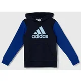 Adidas Otroški pulover J BL CB HD mornarsko modra barva, s kapuco, IX9511