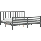  Okvir za krevet s uzglavljem sivi 200 x 200 cm od masivnog drva | shoptok.hr