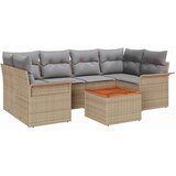  7 delni set vrtnih zof z blazinami bež poli ratan akacija | Shoptok.si