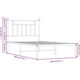  Metalni okvir za krevet s uzglavljem bijeli 100x190 cm | shoptok.hr