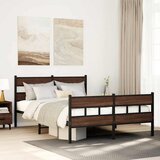 Maison Chic Kovinski Posteljni okvir - Dvoposteljna postelja - Zakonska postelja brez vzmetnice rjavi hrast 160x200 cm, (21694346) | Shoptok.si