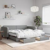  The Living Store Izvlečna dnevna postelja s predali svetlo siva 100x200 cm blago - Izvlečna Dnevna Postelja, (21450089) | Shoptok.si